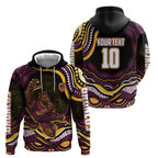 Personalized Brisbane Broncos Hoodie Aboriginal Dot Art - Dreamtime Rugby Mascot