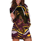 Personalized Brisbane Broncos Hoodie Dress Aboriginal Dot Art - Dreamtime Rugby Mascot