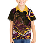 Personalized Brisbane Broncos Kid Hawaiian Shirt Aboriginal Dot Art - Dreamtime Rugby Mascot