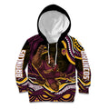 Personalized Brisbane Broncos Kid Hoodie Aboriginal Dot Art - Dreamtime Rugby Mascot