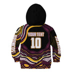 Personalized Brisbane Broncos Kid Hoodie Aboriginal Dot Art - Dreamtime Rugby Mascot