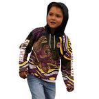 Personalized Brisbane Broncos Kid Hoodie Aboriginal Dot Art - Dreamtime Rugby Mascot