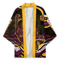 Personalized Brisbane Broncos Kimono Aboriginal Dot Art - Dreamtime Rugby Mascot