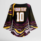 Personalized Brisbane Broncos Kimono Sleeve Blouse Aboriginal Dot Art - Dreamtime Rugby Mascot