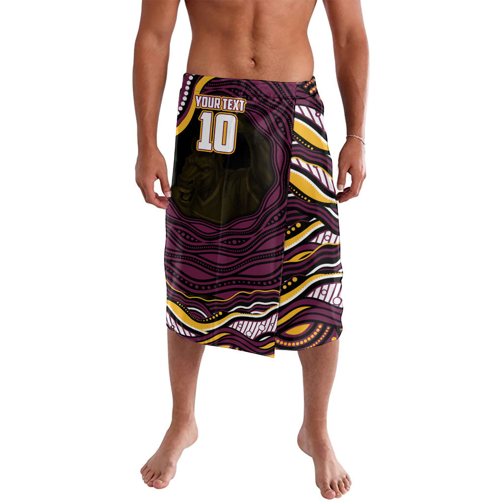 Personalized Brisbane Broncos Lavalava Aboriginal Dot Art - Dreamtime Rugby Mascot