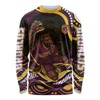 Personalized Brisbane Broncos Long Sleeve Shirt Aboriginal Dot Art - Dreamtime Rugby Mascot