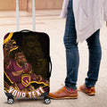 Personalized Brisbane Broncos Luggage Cover Aboriginal Dot Art - Dreamtime Rugby Mascot