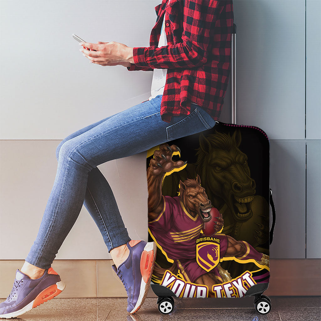 Personalized Brisbane Broncos Luggage Cover Aboriginal Dot Art - Dreamtime Rugby Mascot