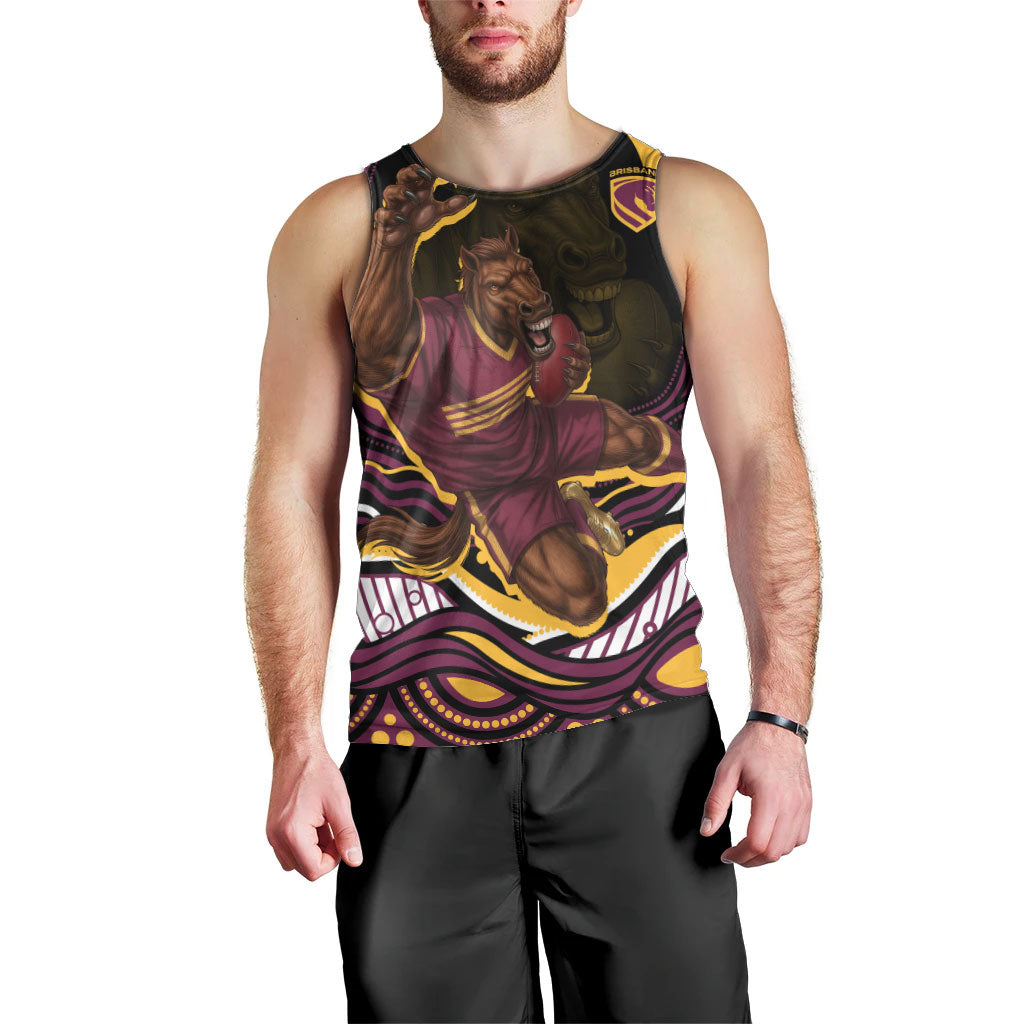 Personalized Brisbane Broncos Men Tank Top Aboriginal Dot Art - Dreamtime Rugby Mascot