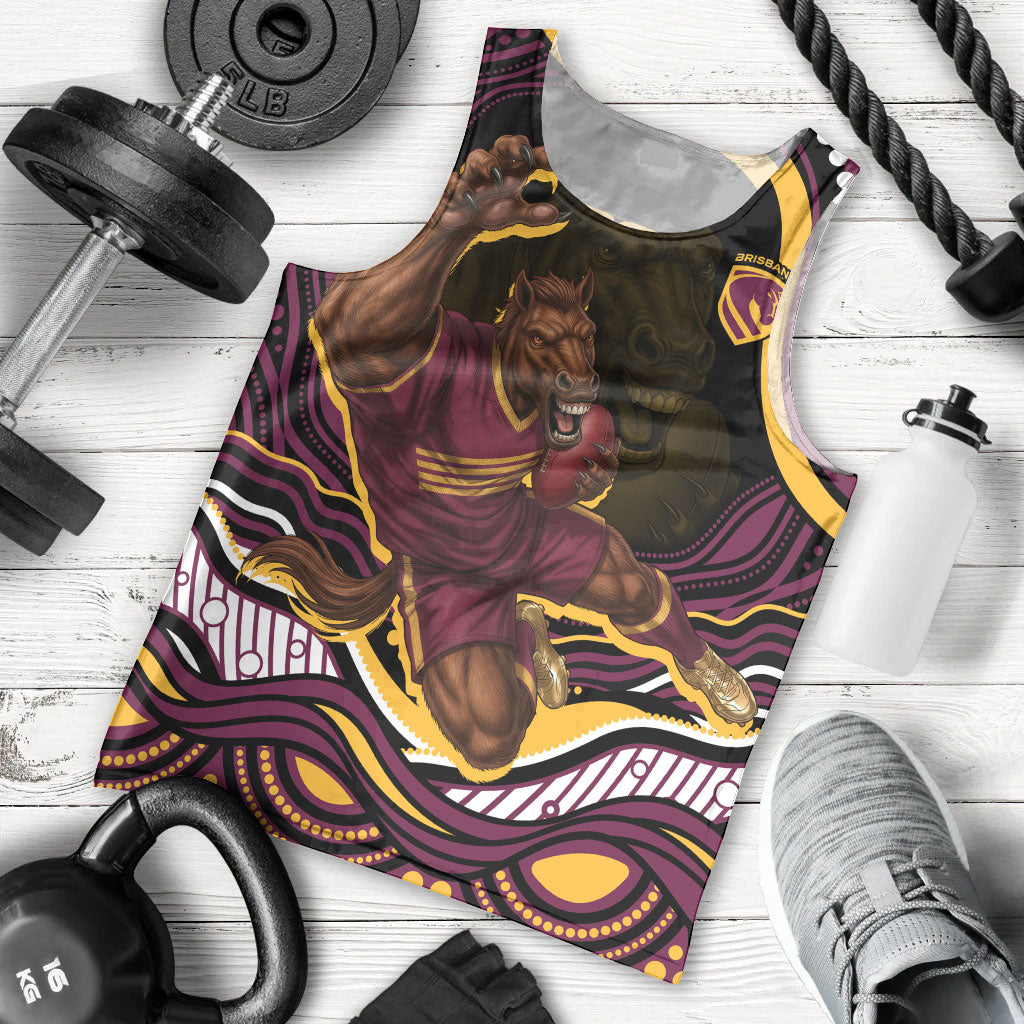 Personalized Brisbane Broncos Men Tank Top Aboriginal Dot Art - Dreamtime Rugby Mascot