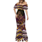 Personalized Brisbane Broncos Mermaid Dress Aboriginal Dot Art - Dreamtime Rugby Mascot