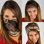 Personalized Brisbane Broncos Neck Gaiter Aboriginal Dot Art - Dreamtime Rugby Mascot