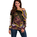 Personalized Brisbane Broncos Off Shoulder Sweater Aboriginal Dot Art - Dreamtime Rugby Mascot