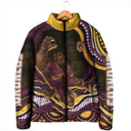 Personalized Brisbane Broncos Padded Jacket Aboriginal Dot Art - Dreamtime Rugby Mascot