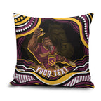 Personalized Brisbane Broncos Pillow Cover Aboriginal Dot Art - Dreamtime Rugby Mascot