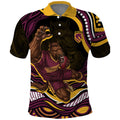 Personalized Brisbane Broncos Polo Shirt Aboriginal Dot Art - Dreamtime Rugby Mascot