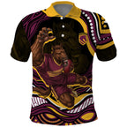 Personalized Brisbane Broncos Polo Shirt Aboriginal Dot Art - Dreamtime Rugby Mascot
