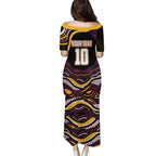 Personalized Brisbane Broncos Puletasi Aboriginal Dot Art - Dreamtime Rugby Mascot