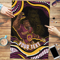 Personalized Brisbane Broncos Puzzle Aboriginal Dot Art - Dreamtime Rugby Mascot