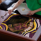 Personalized Brisbane Broncos Puzzle Aboriginal Dot Art - Dreamtime Rugby Mascot