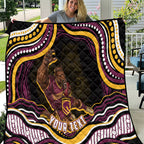 Personalized Brisbane Broncos Quilt Aboriginal Dot Art - Dreamtime Rugby Mascot