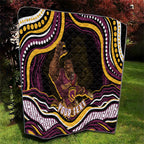 Personalized Brisbane Broncos Quilt Aboriginal Dot Art - Dreamtime Rugby Mascot