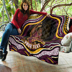 Personalized Brisbane Broncos Quilt Aboriginal Dot Art - Dreamtime Rugby Mascot