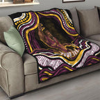 Personalized Brisbane Broncos Quilt Aboriginal Dot Art - Dreamtime Rugby Mascot