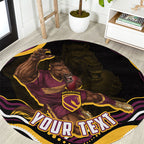 Personalized Brisbane Broncos Round Carpet Aboriginal Dot Art - Dreamtime Rugby Mascot