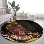 Personalized Brisbane Broncos Round Carpet Aboriginal Dot Art - Dreamtime Rugby Mascot
