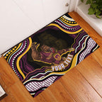 Personalized Brisbane Broncos Rubber Doormat Aboriginal Dot Art - Dreamtime Rugby Mascot