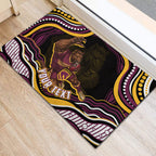 Personalized Brisbane Broncos Rubber Doormat Aboriginal Dot Art - Dreamtime Rugby Mascot