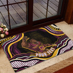 Personalized Brisbane Broncos Rubber Doormat Aboriginal Dot Art - Dreamtime Rugby Mascot