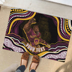 Personalized Brisbane Broncos Rubber Doormat Aboriginal Dot Art - Dreamtime Rugby Mascot