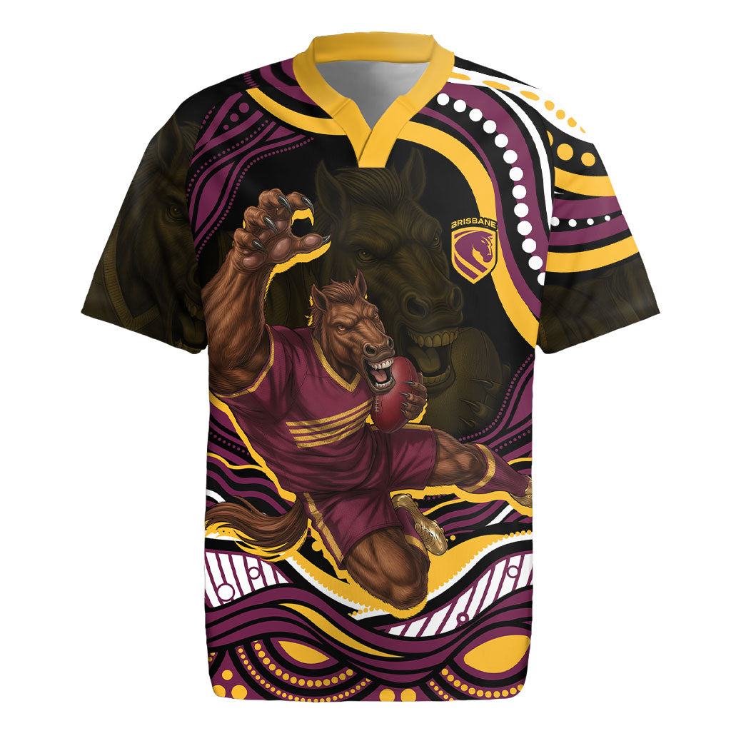 Personalized Brisbane Broncos Rugby Jersey Aboriginal Dot Art - Dreamtime Rugby Mascot