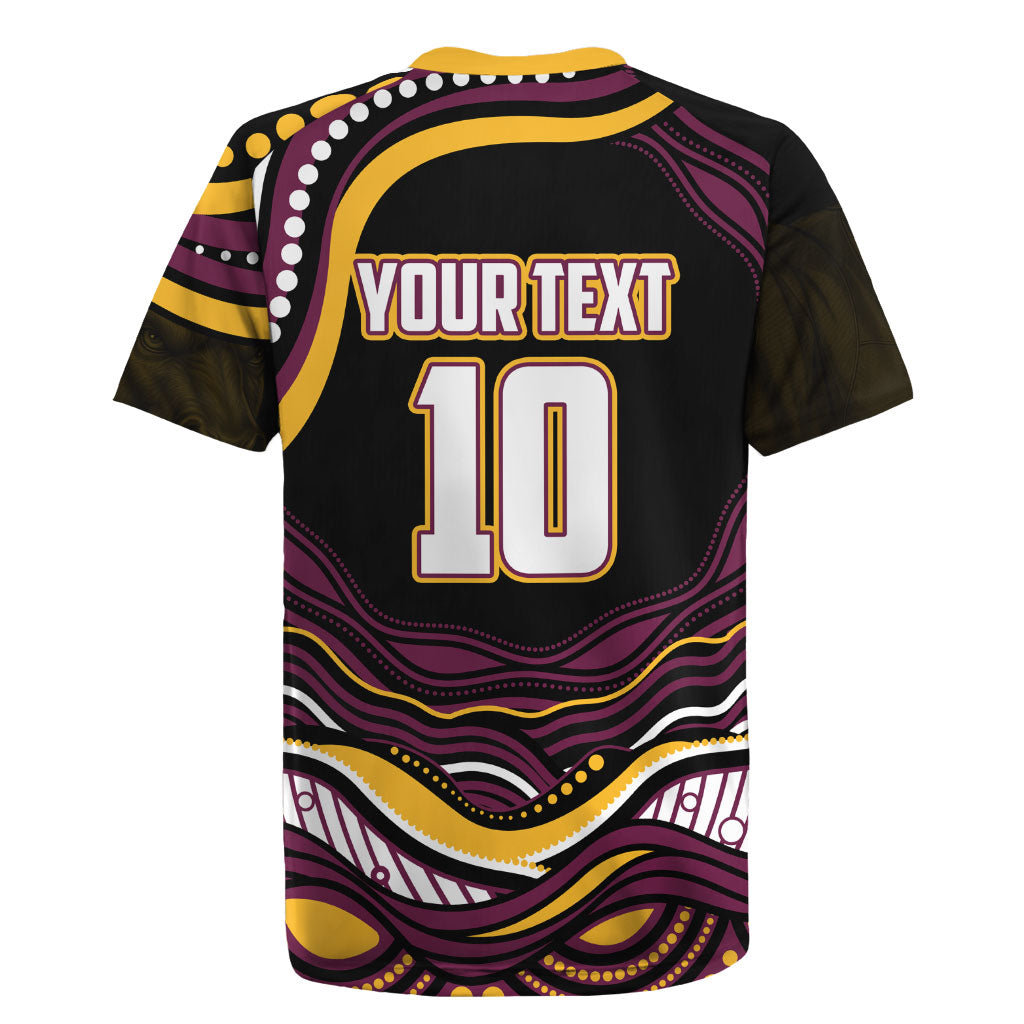 Personalized Brisbane Broncos Rugby Jersey Aboriginal Dot Art - Dreamtime Rugby Mascot