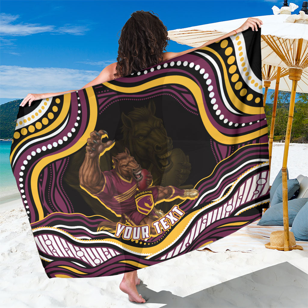 Personalized Brisbane Broncos Sarong Aboriginal Dot Art - Dreamtime Rugby Mascot