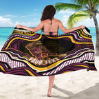 Personalized Brisbane Broncos Sarong Aboriginal Dot Art - Dreamtime Rugby Mascot