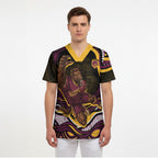 Personalized Brisbane Broncos Scrub Top Aboriginal Dot Art - Dreamtime Rugby Mascot