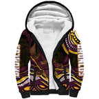 Personalized Brisbane Broncos Sherpa Hoodie Aboriginal Dot Art - Dreamtime Rugby Mascot