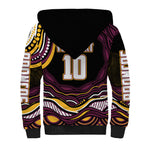 Personalized Brisbane Broncos Sherpa Hoodie Aboriginal Dot Art - Dreamtime Rugby Mascot