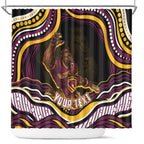 Personalized Brisbane Broncos Shower Curtain Aboriginal Dot Art - Dreamtime Rugby Mascot