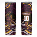 Personalized Brisbane Broncos Skinny Tumbler Aboriginal Dot Art - Dreamtime Rugby Mascot