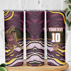 Personalized Brisbane Broncos Skinny Tumbler Aboriginal Dot Art - Dreamtime Rugby Mascot