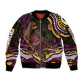 Personalized Brisbane Broncos Sleeve Zip Bomber Jacket Aboriginal Dot Art - Dreamtime Rugby Mascot