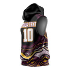 Personalized Brisbane Broncos Sleeveless Hoodie Aboriginal Dot Art - Dreamtime Rugby Mascot