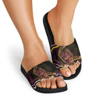 Personalized Brisbane Broncos Slide Sandals Aboriginal Dot Art - Dreamtime Rugby Mascot