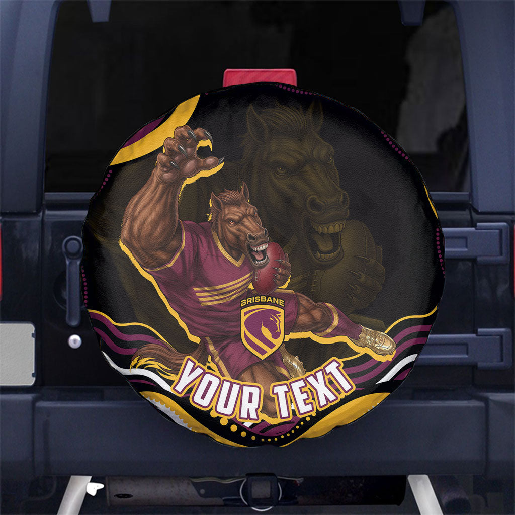 Personalized Brisbane Broncos Spare Tire Cover Aboriginal Dot Art - Dreamtime Rugby Mascot