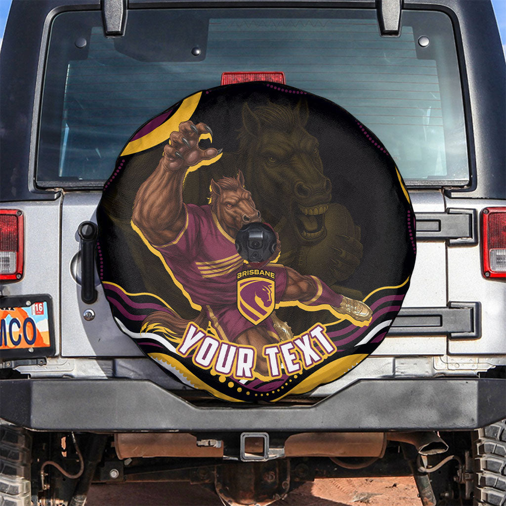 Personalized Brisbane Broncos Spare Tire Cover Aboriginal Dot Art - Dreamtime Rugby Mascot