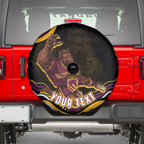 Personalized Brisbane Broncos Spare Tire Cover Aboriginal Dot Art - Dreamtime Rugby Mascot